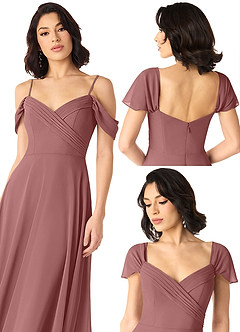 Azazie Tancie Bridesmaid Dresses Desert Rose A-Line Off the Shoulder Chiffon Convertible Dress image6