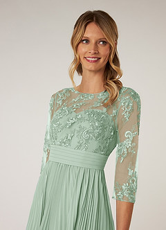 Azazie Tutu Mother of the Bride Dresses Agave A-Line Boatneck Lace Chiffon Dress image5