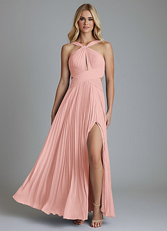 Azazie Hosanna Bridesmaid Dresses Rosette A-Line Pleated Chiffon Dress image6