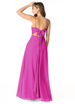 Azazie Rae Brautjungfernkleider A-Linie Schleifen Gittergewebe Kleid Fuchsia image2