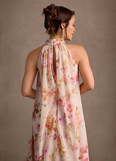 Azazie Camilla Mother of the Bride Dresses Pale Yellow Floral A-Line Pleated Chiffon Dress image6