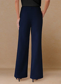front Marina Blue Refined Weave Straight-Leg Pants
