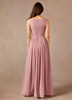 Azazie Ainsling Mother of the Bride Dresses Dusty Rose A-Line Square Neckline Lace Chiffon Dress image7