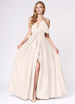 Miebow Cream Strapless Illusion V-Neck Gown image3