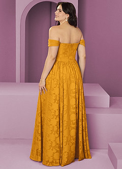 Barbie ♥ Azazie Bridesmaid Dresses Butterscotch A-Line Off the Shoulder Floral Burnout Convertible Dress image8