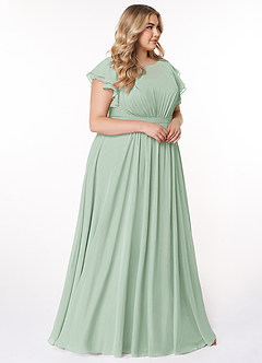 Azazie Daphne Modest Bridesmaid Dresses A-Line Ruffled Chiffon Floor-Length Dress image9