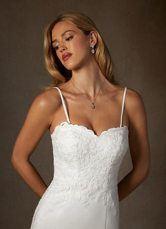 Azazie Antheia Vestidos de novia Vestido de Diamante Blanco de Crepé elástico de Corte Sirena con Lentejuela image6