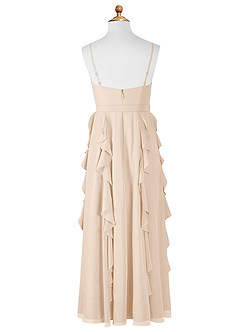 Azazie Peyton Junior White Alabaster A-Line V-Neck Cascading Ruffles Chiffon Dress image7