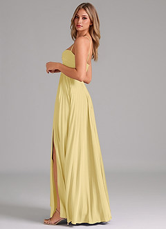 Azazie Tyla Bridesmaid Dresses Lemon Sorbet A-Line Sweetheart Neckline Stretch Satin Dress image7