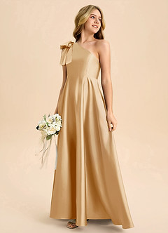 Azazie Penguin Junior Klä av A-Line i Stretch Satin Rosett image6