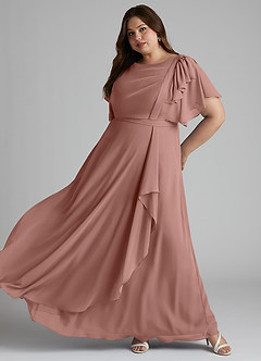 Azazie Aaliyah Modest Bridesmaid Dresses A-Line Scoop Pleated Chiffon Floor-Length Dress image8