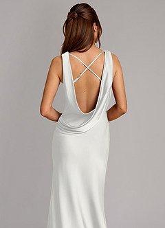 Azazie Cheryl Vestidos de damas de honor Vestido de Blanco de Satén Elástico de Corte Sirena image2