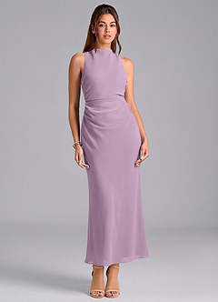 Azazie Evadne Brautjungfernkleider Etui Plissee Chiffon Kleid Blauregen image3