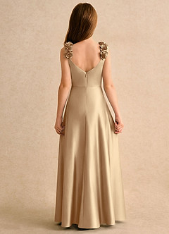 Azazie Rosita Girls Formal Flower Girl Klänningar Klä A-Line i Stretch Satin Plisserad image5