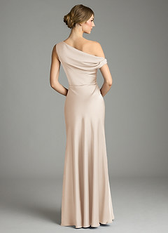 Azazie Emerson Abiti da Damigella Abito Sirena in Raso Elasticizzato a Spalla Scoperta Alabastro Bianco image3