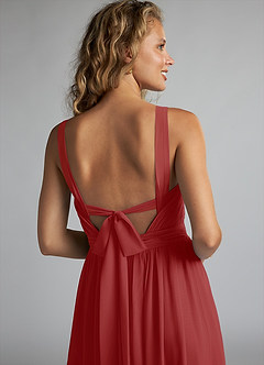 Azazie Aziza Bridesmaid Dresses Rust A-Line V-Neck Pleated Chiffon Dress image6