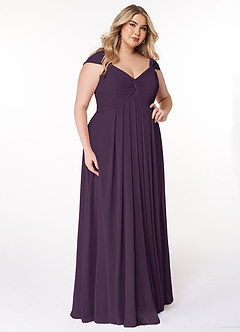 Azazie Kaitlynn Bridesmaid Dresses Plum Empire Ruched Chiffon Convertible Dress image12