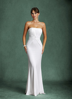 Azazie Araya Wedding Dresses Diamond White Sheath Strapless Jersey Satin Dress image1