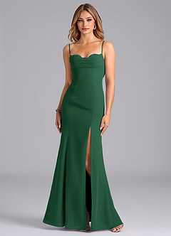 Azazie Wynni Abiti da Damigella Abito Sirena in Chiffon Corsetto Verde Scuro image3