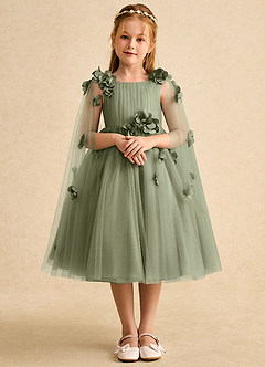 Azazie Staria Abiti da Ragazza di Fiori Abito Principessa in Tulle Increspato Pistacchio image1