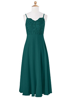 Azazie Sonya Junior Peacock A-Line Lace Chiffon Dress image5