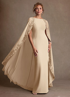 Azazie Artemisia Mère de la mariée Robes Robe Fourreau en Mousseline de soie Dentelle Champagne image5