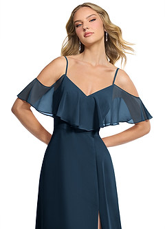 Azazie Jean Bridesmaid Dresses Dark Navy A-Line Chiffon Convertible Dress image6