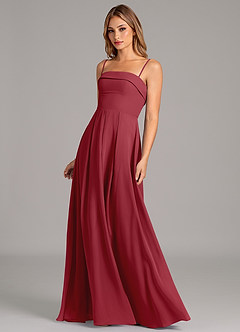 Azazie Lucienne Abiti da Damigella Abito Convertibile A-Line in Chiffon Senza Cinturino Melograno image6