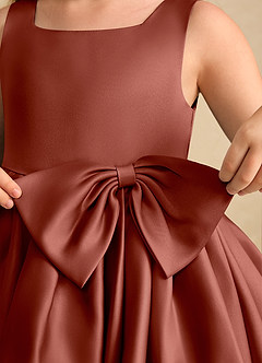 Azazie Jessie Flower Girl Dresses Auburn A-Line Bow Matte Satin Dress image8