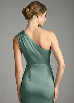 Azazie Emorie Venta Final Vestido de Eucalipto de Satén Elástico de Corte Recto con Hombro unilateral image5
