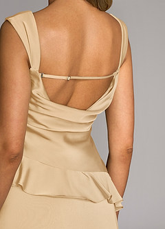 Azazie Sloane Bridesmaid Dresses Gold A-Line Sweetheart Neckline Stretch Satin Dress image6