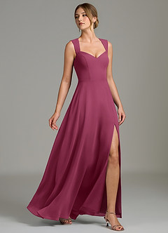 Azazie Gwendolyn Robes de demoiselle d'honneur Robe Trapèze en Mousseline de soie Encolure en Forme de Cœur Mûre image3