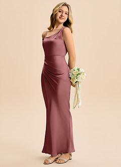 Azazie Madelyn Junior Amethyst Sheath Off the Shoulder Stretch Satin Dress image5