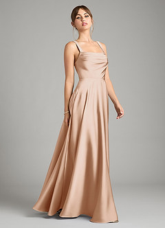 Azazie Shaude Bridesmaid Dresses English Rose A-Line Pleated Stretch Satin Dress image7