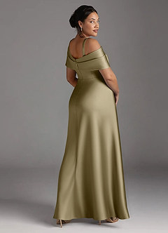 Azazie Milton Mother of the Bride Dresses Moss Green A-Line Pleated Stretch Satin Dress image12