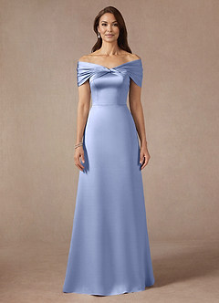 Azazie Amelia Mother of the Bride Dresses Ice A-Line Off the Shoulder Stretch Satin Dress image3