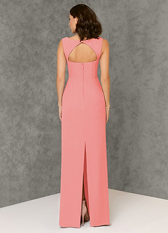 Azazie Flori Bridesmaid Dresses Coral Sheath Square Neckline Chiffon Dress image2