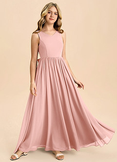 Azazie Hathaway Junior Rosette A-Line Bow Chiffon Dress image2