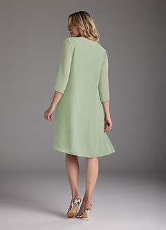 Azazie Shirley Mother of the Bride Dresses Dusty Sage A-Line Scoop Pleated Chiffon Dress image3