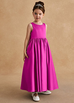 Azazie Bettie Flower Girl Klänningar Klänning A-Line i Matt satäng Rosett image4