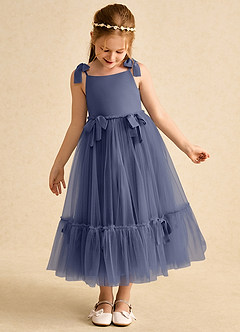 Azazie Jaci vestidos de niña de las flores Vestido de Tormenta de Gasa de Corte En A con Tirante Espagueti image6