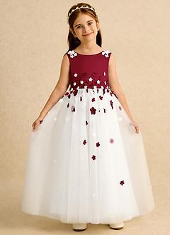 Azazie Eleni Sukienki dla dziewczynek sypiących kwiaty Suknia balowa Ukłon Tiul Długość kostki Sukienka image4