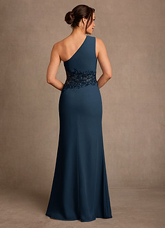 Azazie Kathie vestidos de madre de la novia Vestido Azul Marino Oscuro de Gasa de Corte Sirena con Encaje image2