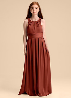 Azazie Bibiane Junior Klänning av A-Line i Stretch Satin Plisserad image3