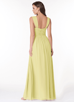 Azazie Zapheira Brautjungfernkleider A-Linie Gestreift Chiffon Kleid Zitronensorbet image2