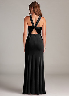 Azazie Rue Bridesmaid Dresses Black A-Line Pleated Velvet Dress image5