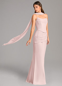 Azazie Sorrel Bridesmaid Dresses Blushing Pink Mermaid Corset Chiffon Dress image3