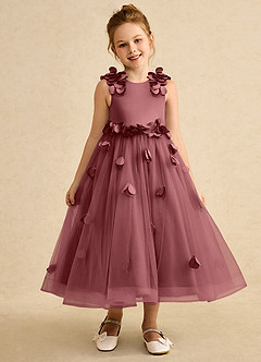 Azazie Atta Blumenmädchenkleider A-Linie One-Shoulder Tüll Kleid Amethyst image1