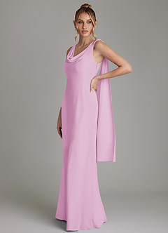 Azazie Essence Bridesmaid Dresses Candy Pink Sheath Chiffon Dress image1