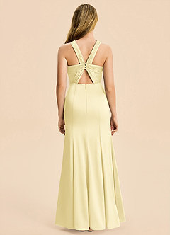 Azazie Rue Junior Lemon Sorbet Mermaid Pleated Stretch Satin Dress image2